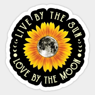 Vintage Retro Style Sunflower Slogan Live Sun Love Moon Sticker